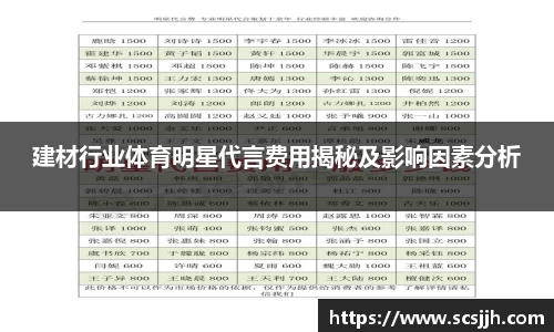 建材行业体育明星代言费用揭秘及影响因素分析