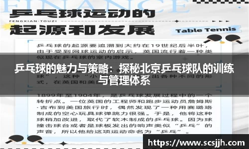 乒乓球的魅力与策略：探秘北京乒乓球队的训练与管理体系