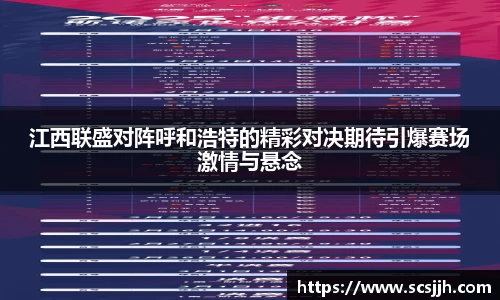 江西联盛对阵呼和浩特的精彩对决期待引爆赛场激情与悬念