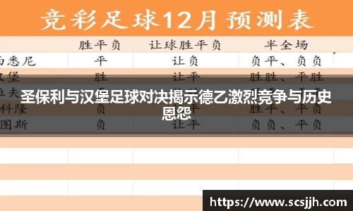 圣保利与汉堡足球对决揭示德乙激烈竞争与历史恩怨